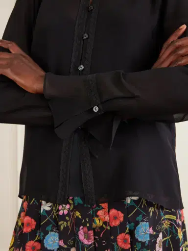 Gucci Lace-trimmed Silk-crepe Shirt | Thumbnail 5 Gucci Lace-trimmed Silk-crepe Shirt | Thumbnail 5