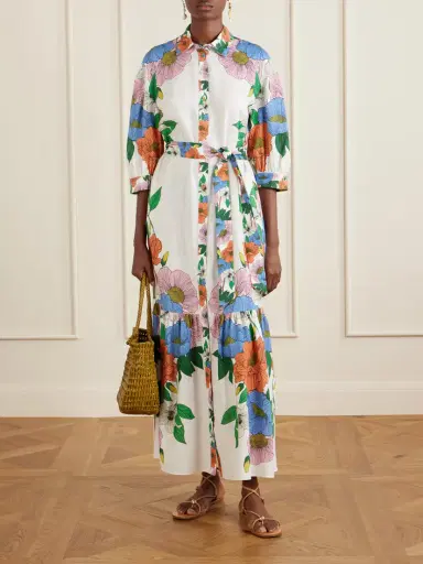 Borgo de Nor Bianca Linen-blend Floral Midi Dress | Thumbnail 2 Borgo de Nor Bianca Linen-blend Floral Midi Dress | Thumbnail 2