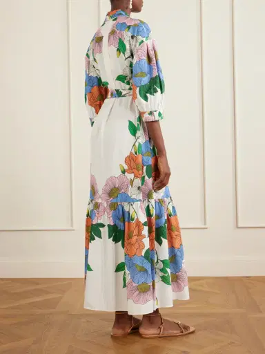 Borgo de Nor Bianca Linen-blend Floral Midi Dress | Thumbnail 3 Borgo de Nor Bianca Linen-blend Floral Midi Dress | Thumbnail 3