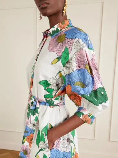 Borgo de Nor Bianca Linen-blend Floral Midi Dress | Thumbnail 4 Borgo de Nor Bianca Linen-blend Floral Midi Dress | Thumbnail 4