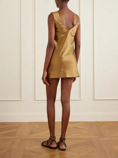 SARA CRISTINA Dune Pearl-embellished Silk-shantung Mini Dress | Thumbnail 3 SARA CRISTINA Dune Pearl-embellished Silk-shantung Mini Dress | Thumbnail 3