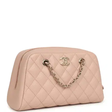 Chanel Chanel Small Bowling Clutch with Chain Straps Pink Shiny Caviar Light Gold Hardware | Thumbnail 2 Chanel Chanel Small Bowling Clutch with Chain Straps Pink Shiny Caviar Light Gold Hardware | Thumbnail 2