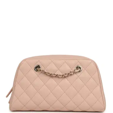 Chanel Chanel Small Bowling Clutch with Chain Straps Pink Shiny Caviar Light Gold Hardware | Thumbnail 4 Chanel Chanel Small Bowling Clutch with Chain Straps Pink Shiny Caviar Light Gold Hardware | Thumbnail 4