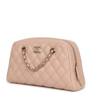 Chanel Chanel Small Bowling Clutch with Chain Straps Pink Shiny Caviar Light Gold Hardware | Thumbnail 5 Chanel Chanel Small Bowling Clutch with Chain Straps Pink Shiny Caviar Light Gold Hardware | Thumbnail 5