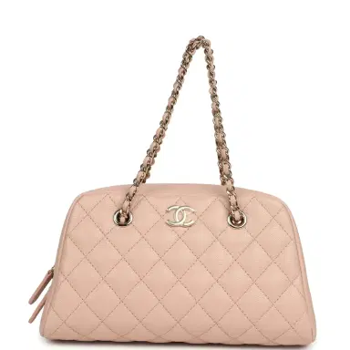 Chanel Chanel Small Bowling Clutch with Chain Straps Pink Shiny Caviar Light Gold Hardware | Thumbnail 7 Chanel Chanel Small Bowling Clutch with Chain Straps Pink Shiny Caviar Light Gold Hardware | Thumbnail 7