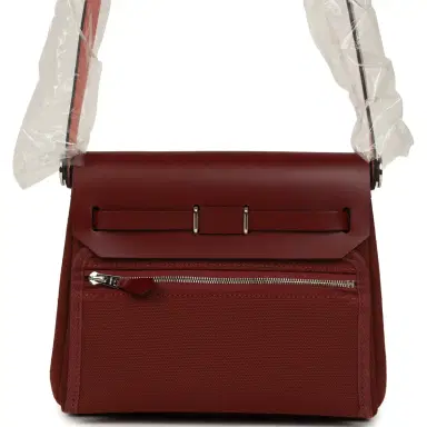 HERMÈS Hermes Herbag Zip 20 Mini Rouge H Toile Militaire Canvas and Vache Hunter Palladium Hardware | Thumbnail 4 HERMÈS Hermes Herbag Zip 20 Mini Rouge H Toile Militaire Canvas and Vache Hunter Palladium Hardware | Thumbnail 4
