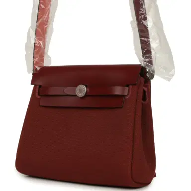 HERMÈS Hermes Herbag Zip 20 Mini Rouge H Toile Militaire Canvas and Vache Hunter Palladium Hardware | Thumbnail 5 HERMÈS Hermes Herbag Zip 20 Mini Rouge H Toile Militaire Canvas and Vache Hunter Palladium Hardware | Thumbnail 5
