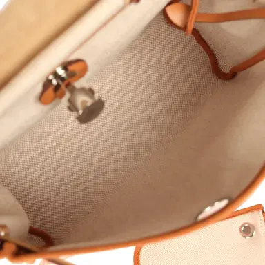 HERMÈS Hermes Herbag Zip PM 31 "Circuit 24" Ecru, Orange Toile H Plume and Natural Vache Hunter Palladium Hardware | Thumbnail 11 HERMÈS Hermes Herbag Zip PM 31 "Circuit 24" Ecru, Orange Toile H Plume and Natural Vache Hunter Palladium Hardware | Thumbnail 11