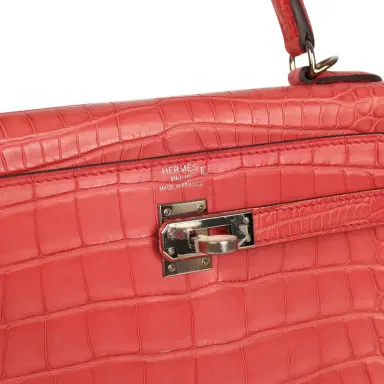 HERMÈS Pre-owned Hermes Kelly Retourne 25 Bougainvillea Matte Alligator Palladium Hardware | Thumbnail 7 HERMÈS Pre-owned Hermes Kelly Retourne 25 Bougainvillea Matte Alligator Palladium Hardware | Thumbnail 7