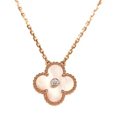 Van Cleef & Arpels Van Cleef & Arpels 2025 Holiday Vintage Alhambra Pendant Necklace Pink Mother Of Pearl 18K Rose Gold Hardware & Diamonds | Thumbnail 2 Van Cleef & Arpels Van Cleef & Arpels 2025 Holiday Vintage Alhambra Pendant Necklace Pink Mother Of Pearl 18K Rose Gold Hardware & Diamonds | Thumbnail 2