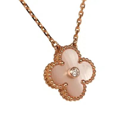 Van Cleef & Arpels Van Cleef & Arpels 2025 Holiday Vintage Alhambra Pendant Necklace Pink Mother Of Pearl 18K Rose Gold Hardware & Diamonds | Thumbnail 3 Van Cleef & Arpels Van Cleef & Arpels 2025 Holiday Vintage Alhambra Pendant Necklace Pink Mother Of Pearl 18K Rose Gold Hardware & Diamonds | Thumbnail 3