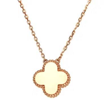 Van Cleef & Arpels Van Cleef & Arpels 2025 Holiday Vintage Alhambra Pendant Necklace Pink Mother Of Pearl 18K Rose Gold Hardware & Diamonds | Thumbnail 4 Van Cleef & Arpels Van Cleef & Arpels 2025 Holiday Vintage Alhambra Pendant Necklace Pink Mother Of Pearl 18K Rose Gold Hardware & Diamonds | Thumbnail 4
