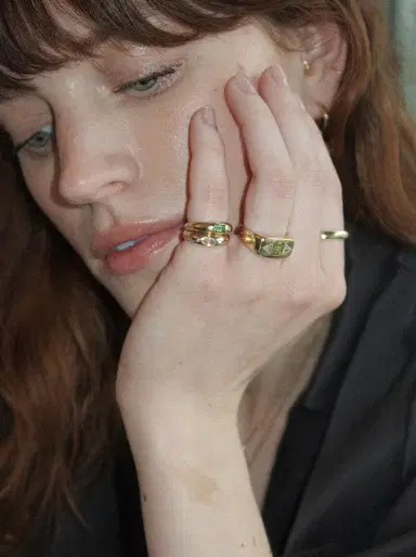 aligrace Green Tourmaline and Diamond Mini Bubble Ring | Thumbnail 4 aligrace Green Tourmaline and Diamond Mini Bubble Ring | Thumbnail 4