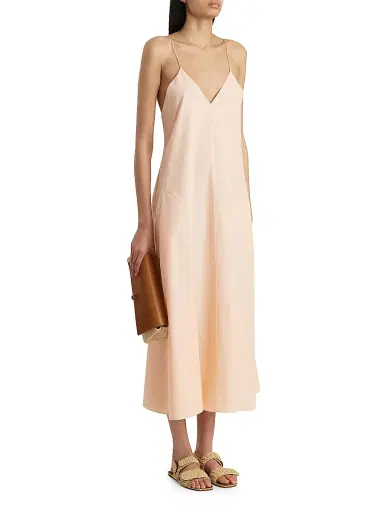 Khaite Women's Iben Cotton Midi-Dress - Light Peach | Thumbnail 2 Khaite Women's Iben Cotton Midi-Dress - Light Peach | Thumbnail 2