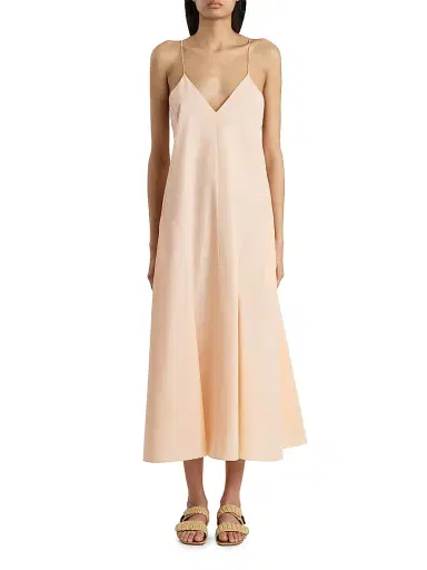 Khaite Women's Iben Cotton Midi-Dress - Light Peach | Thumbnail 3 Khaite Women's Iben Cotton Midi-Dress - Light Peach | Thumbnail 3