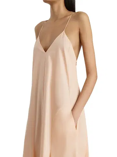 Khaite Women's Iben Cotton Midi-Dress - Light Peach | Thumbnail 5 Khaite Women's Iben Cotton Midi-Dress - Light Peach | Thumbnail 5