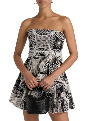 Poupette St Barth Women's Christine Embellished Bandeau Cotton Minidress - Black Plain - Size XS | Thumbnail 3 Poupette St Barth Women's Christine Embellished Bandeau Cotton Minidress - Black Plain - Size XS | Thumbnail 3