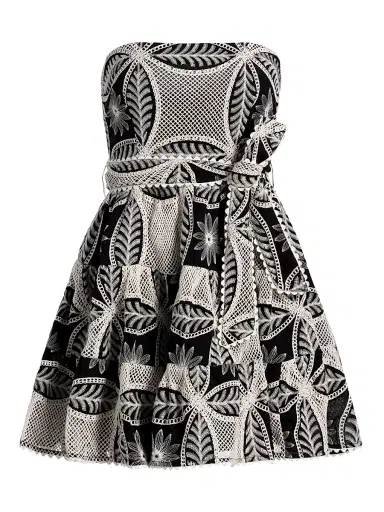 Poupette St Barth Women's Christine Embellished Bandeau Cotton Minidress - Black Plain - Size XS | Thumbnail 1 Poupette St Barth Women's Christine Embellished Bandeau Cotton Minidress - Black Plain - Size XS | Thumbnail 1