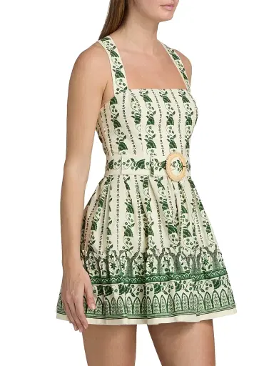 Cara Cara Women's Julietta Floral Vine Cotton Minidress - Vining Flora Green | Thumbnail 4 Cara Cara Women's Julietta Floral Vine Cotton Minidress - Vining Flora Green | Thumbnail 4