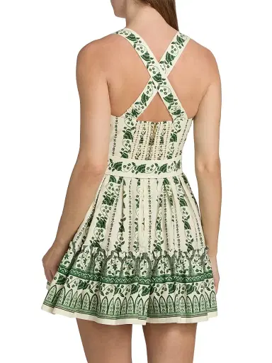 Cara Cara Women's Julietta Floral Vine Cotton Minidress - Vining Flora Green | Thumbnail 5 Cara Cara Women's Julietta Floral Vine Cotton Minidress - Vining Flora Green | Thumbnail 5