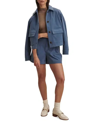 Varley Women's Jorden Pleated Corduroy High-Rise Shorts - Bijou Blue | Thumbnail 2 Varley Women's Jorden Pleated Corduroy High-Rise Shorts - Bijou Blue | Thumbnail 2