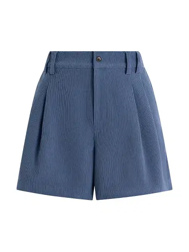 Varley Women's Jorden Pleated Corduroy High-Rise Shorts - Bijou Blue | Thumbnail 1 Varley Women's Jorden Pleated Corduroy High-Rise Shorts - Bijou Blue | Thumbnail 1