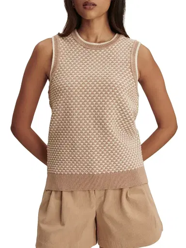 Varley Women's Jenson Stitch Knit Cotton Tank - Light Taupe | Thumbnail 3 Varley Women's Jenson Stitch Knit Cotton Tank - Light Taupe | Thumbnail 3