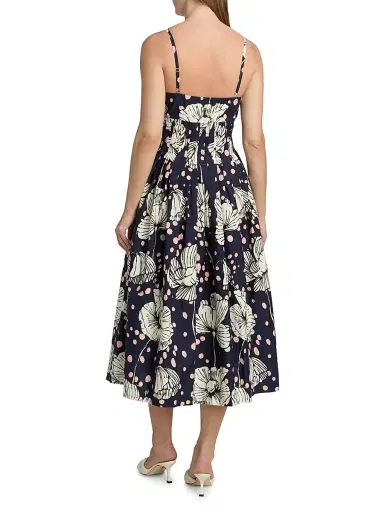 Cara Cara Women's Sea Island Dotted Floral Cotton Midi-Dress - Dotted Flora Navy | Thumbnail 5 Cara Cara Women's Sea Island Dotted Floral Cotton Midi-Dress - Dotted Flora Navy | Thumbnail 5