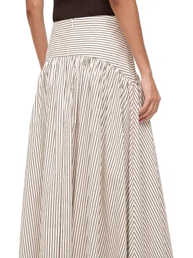 STAUD Women's Procide Pinstriped Stretch-Cotton Midi-Skirt - Dark Oak Micro Stripe | Thumbnail 6 STAUD Women's Procide Pinstriped Stretch-Cotton Midi-Skirt - Dark Oak Micro Stripe | Thumbnail 6
