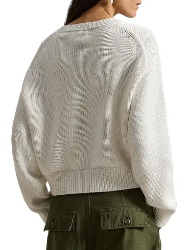 Polo Ralph Lauren Women's Logo-Knit Cotton Sweater - White | Thumbnail 4 Polo Ralph Lauren Women's Logo-Knit Cotton Sweater - White | Thumbnail 4