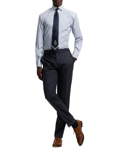 Ralph Lauren Purple Label Men's Striped-Cotton Dress Shirt - White Blue | Thumbnail 2 Ralph Lauren Purple Label Men's Striped-Cotton Dress Shirt - White Blue | Thumbnail 2