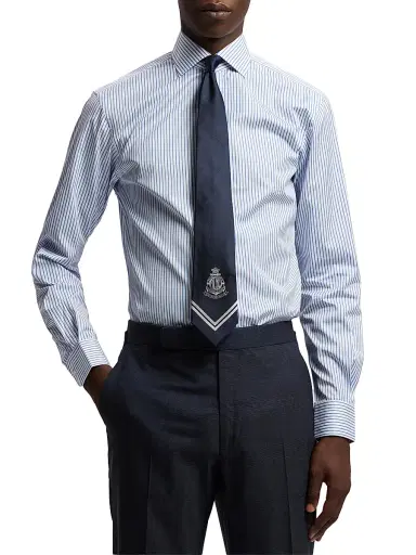 Ralph Lauren Purple Label Men's Striped-Cotton Dress Shirt - White Blue | Thumbnail 3 Ralph Lauren Purple Label Men's Striped-Cotton Dress Shirt - White Blue | Thumbnail 3