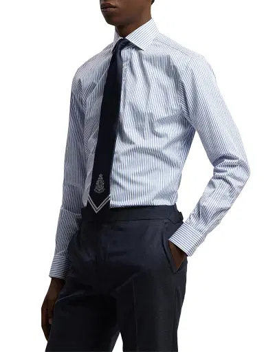 Ralph Lauren Purple Label Men's Striped-Cotton Dress Shirt - White Blue | Thumbnail 4 Ralph Lauren Purple Label Men's Striped-Cotton Dress Shirt - White Blue | Thumbnail 4
