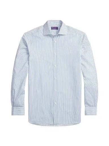 Ralph Lauren Purple Label Men's Striped-Cotton Dress Shirt - White Blue | Thumbnail 1 Ralph Lauren Purple Label Men's Striped-Cotton Dress Shirt - White Blue | Thumbnail 1