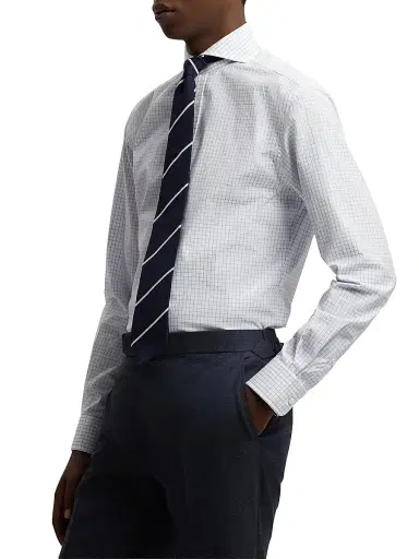Ralph Lauren Purple Label Men's Keaton Tattersall Cotton Dress Shirt | Thumbnail 4 Ralph Lauren Purple Label Men's Keaton Tattersall Cotton Dress Shirt | Thumbnail 4