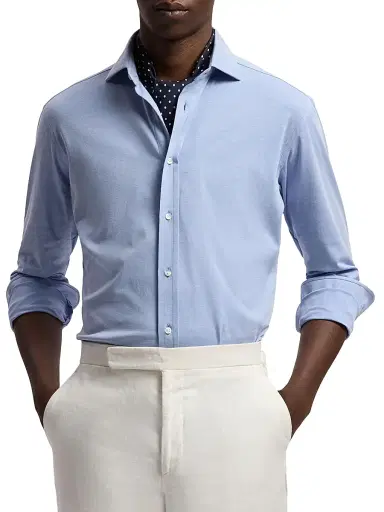 Ralph Lauren Purple Label Men's Aston Cotton-Blend Button-Front Shirt - Blue | Thumbnail 3 Ralph Lauren Purple Label Men's Aston Cotton-Blend Button-Front Shirt - Blue | Thumbnail 3