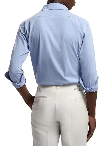 Ralph Lauren Purple Label Men's Aston Cotton-Blend Button-Front Shirt - Blue | Thumbnail 5 Ralph Lauren Purple Label Men's Aston Cotton-Blend Button-Front Shirt - Blue | Thumbnail 5