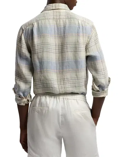 Ralph Lauren Purple Label Men's Plaid Linen Sport Shirt | Thumbnail 5 Ralph Lauren Purple Label Men's Plaid Linen Sport Shirt | Thumbnail 5