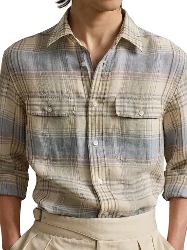 Ralph Lauren Purple Label Men's Plaid Linen Sport Shirt | Thumbnail 7 Ralph Lauren Purple Label Men's Plaid Linen Sport Shirt | Thumbnail 7