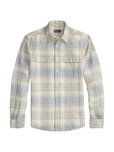 Ralph Lauren Purple Label Men's Plaid Linen Sport Shirt | Thumbnail 1 Ralph Lauren Purple Label Men's Plaid Linen Sport Shirt | Thumbnail 1