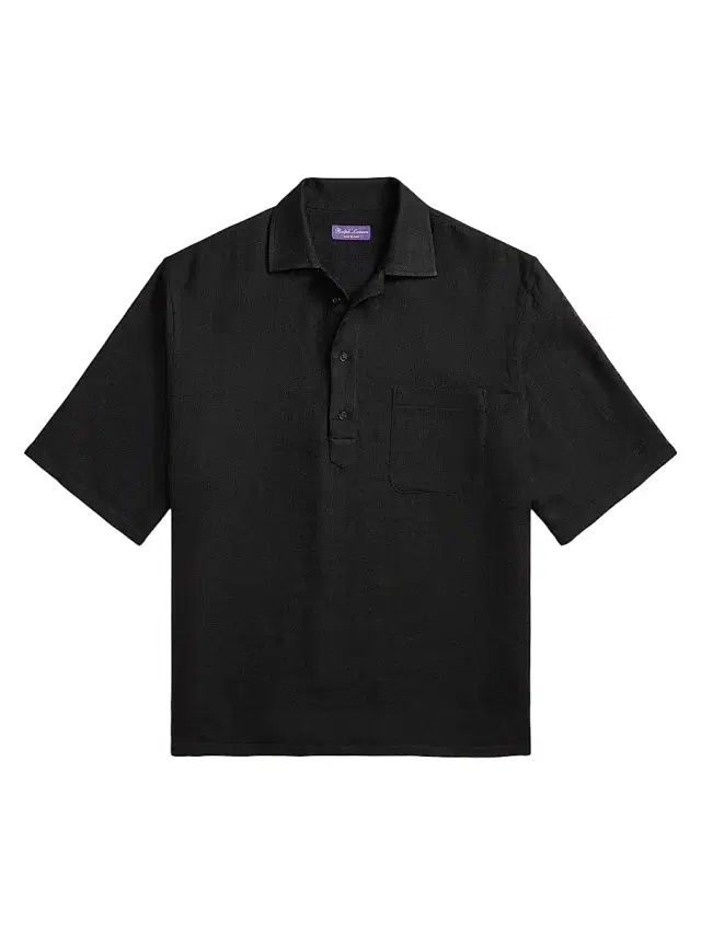 Men's Basketweave Silk-Linen-Cotton Sport Shirt - Polo Black Men's Basketweave Silk-Linen-Cotton Sport Shirt - Polo Black