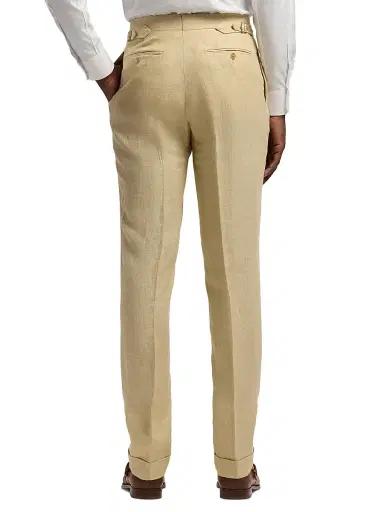 Ralph Lauren Purple Label Men's Pleated Linen Straight-Leg Trousers | Thumbnail 5 Ralph Lauren Purple Label Men's Pleated Linen Straight-Leg Trousers | Thumbnail 5