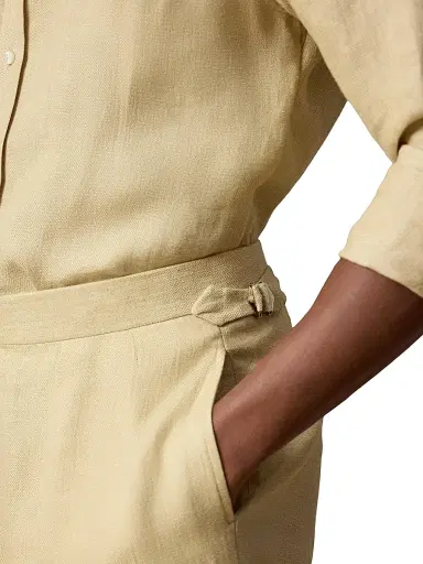 Ralph Lauren Purple Label Men's Pleated Linen Straight-Leg Trousers | Thumbnail 7 Ralph Lauren Purple Label Men's Pleated Linen Straight-Leg Trousers | Thumbnail 7
