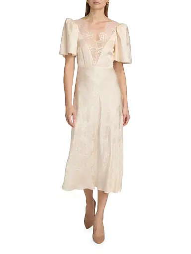 Ronny Kobo Women's Philo Floral Satin Midi-Dress - Marble | Thumbnail 2 Ronny Kobo Women's Philo Floral Satin Midi-Dress - Marble | Thumbnail 2