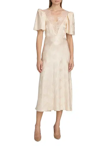 Ronny Kobo Women's Philo Floral Satin Midi-Dress - Marble | Thumbnail 3 Ronny Kobo Women's Philo Floral Satin Midi-Dress - Marble | Thumbnail 3