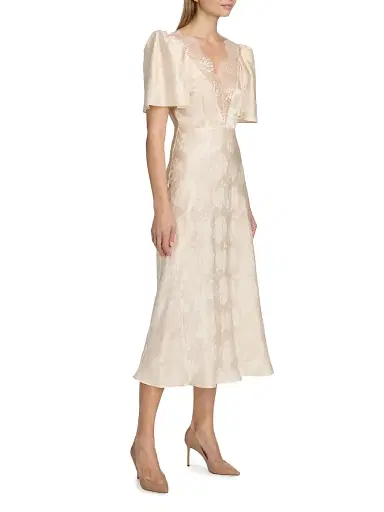 Ronny Kobo Women's Philo Floral Satin Midi-Dress - Marble | Thumbnail 4 Ronny Kobo Women's Philo Floral Satin Midi-Dress - Marble | Thumbnail 4