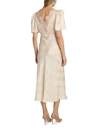 Ronny Kobo Women's Philo Floral Satin Midi-Dress - Marble | Thumbnail 5 Ronny Kobo Women's Philo Floral Satin Midi-Dress - Marble | Thumbnail 5