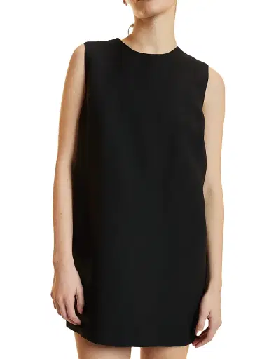 CYNTHIA ROWLEY Women's Silk-Wool Sleeveless Shift Minidress - Black - Size XS | Thumbnail 4 CYNTHIA ROWLEY Women's Silk-Wool Sleeveless Shift Minidress - Black - Size XS | Thumbnail 4