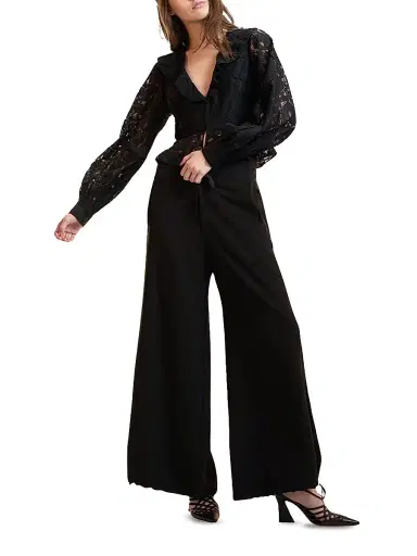 CYNTHIA ROWLEY Women's Lace V-Neck Peplum Blouse - Black - Size 0 | Thumbnail 2 CYNTHIA ROWLEY Women's Lace V-Neck Peplum Blouse - Black - Size 0 | Thumbnail 2