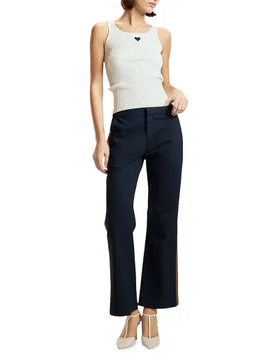 CYNTHIA ROWLEY Women's Riley Side-Stripe Cotton Flared Crop Pants - Navy - Size 8 | Thumbnail 2 CYNTHIA ROWLEY Women's Riley Side-Stripe Cotton Flared Crop Pants - Navy - Size 8 | Thumbnail 2